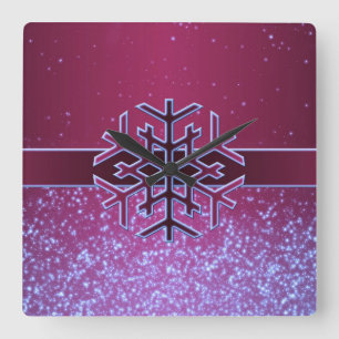 Quadrado Relógio Legal de Neve de Natal, luxo