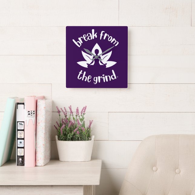 Quadrado Relógio Lotus Yoga (Branco) (Sala de leitura)