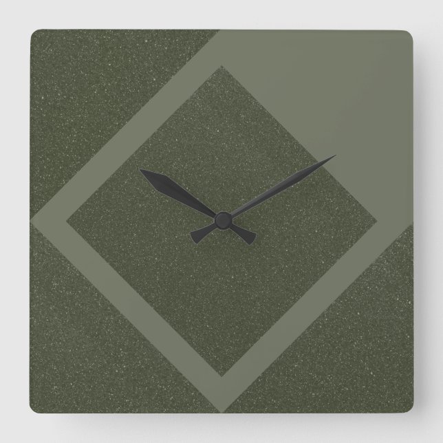 Quadrado Relógio Mínimo de Diamante Verde Moss (Frente)