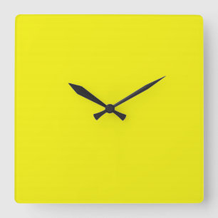 Quadrado Relógio Neon Amarelo Brilhante