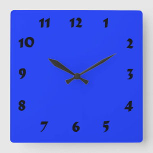 Quadrado Relógio Neon Azul Brilhante e Numerável