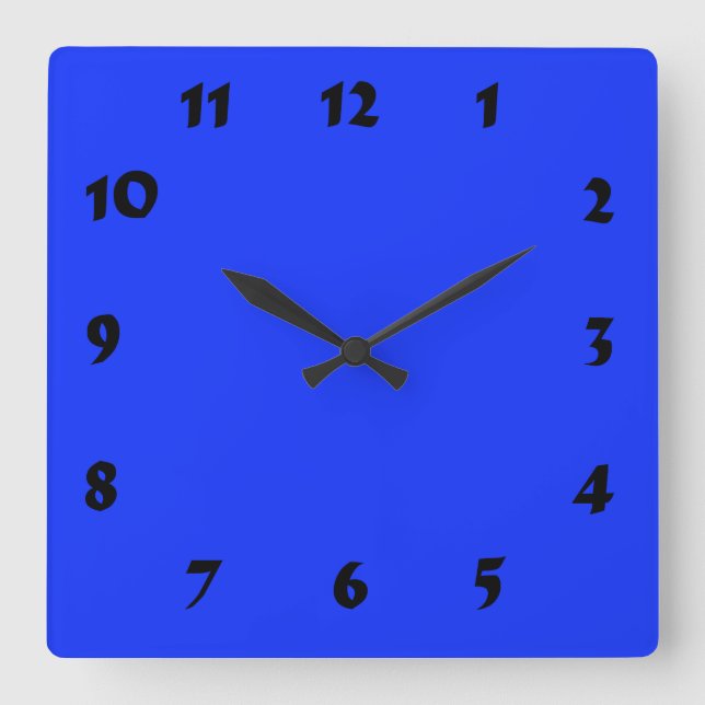 Quadrado Relógio Neon Azul Brilhante e Numerável (Frente)