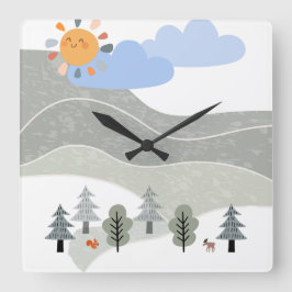 Quadrado Relógio para Quarto de Crianças