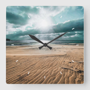 Quadrado Relógio Personalizado da Cena de Praia