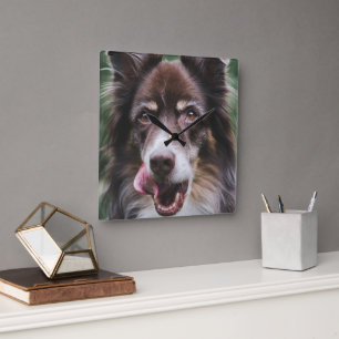Quadrado Relógio Personalizado De Cães, Relógio De Pet Pers