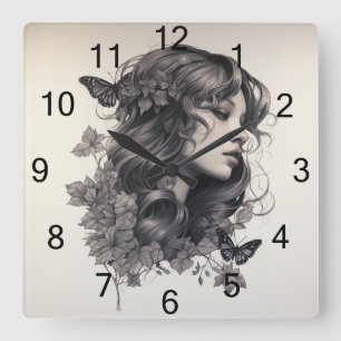 Quadrado Relógio Personalizado de Parede Personalizado da F