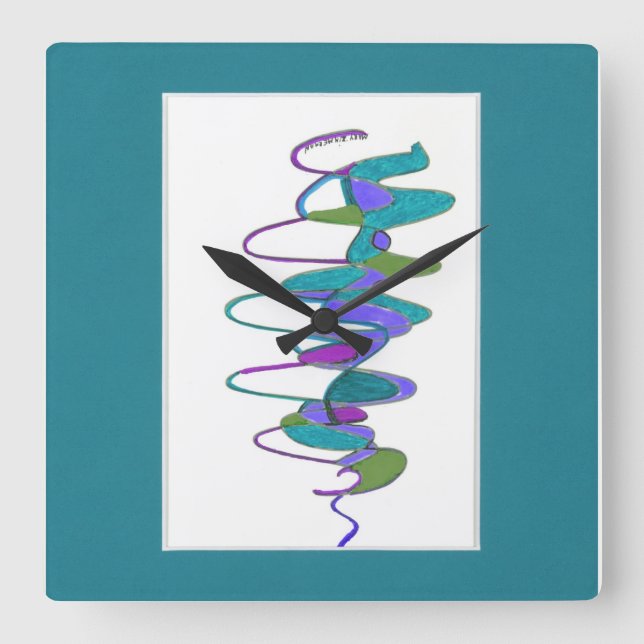 Quadrado Relógio Personalizado do Ciclone Teal (Frente)