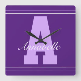 Quadrado Relógio personalizado do nome da tipografia