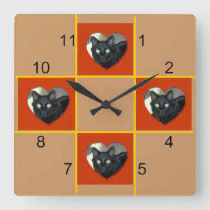Quadrado Relógio - Pet patchwork (coração vermelho)