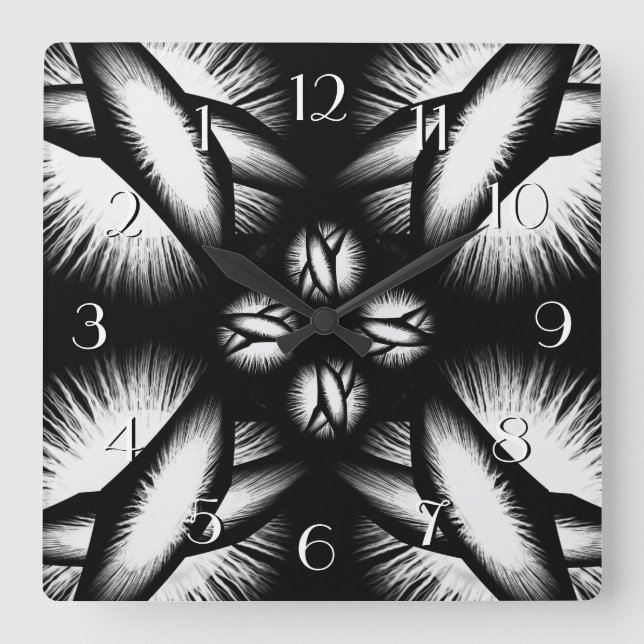 Quadrado Relógio preto e branco para trás (Frente)
