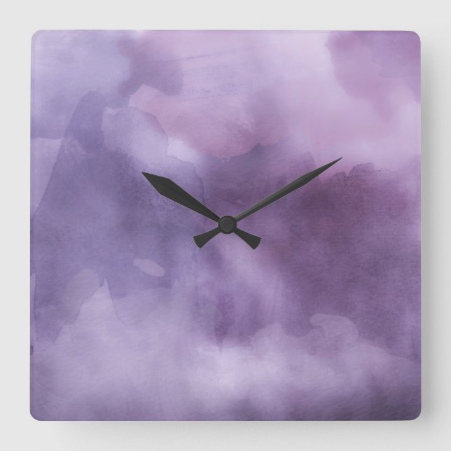 Quadrado Relógio - Purpes de Aquarela (Frente)