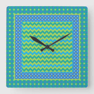 Quadrado Relógio Quadrado: Misturar Chevrons e Bolinhas