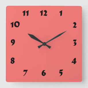 Quadrado Relógio Rosa de Salmão Numerado Alterável