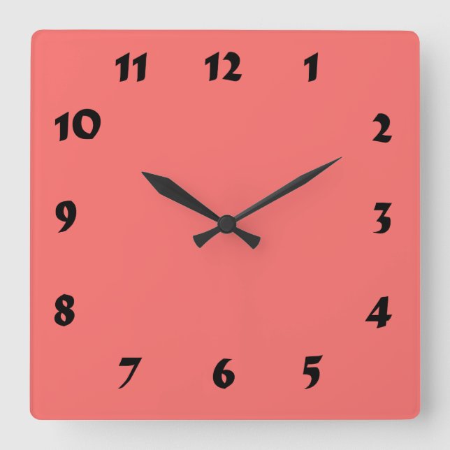 Quadrado Relógio Rosa de Salmão Numerado Alterável (Frente)
