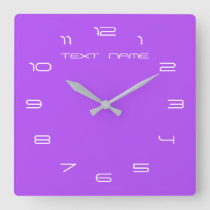 Quadrado Relógio Roxo Personalizado com Texto e Cor Persona