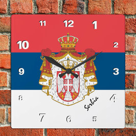 Quadrado Relógio Sérvia, lar patriótico, Bandeira Sérvia