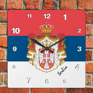 Quadrado Relógio Sérvia, lar patriótico, Bandeira Sérvia