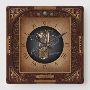 Quadrado Relógio Steampunk~Doublophone~Euphonium~ com duas