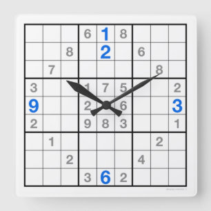 Quadrado Relógio Sudoku com quebra-cabeça baixável (azul