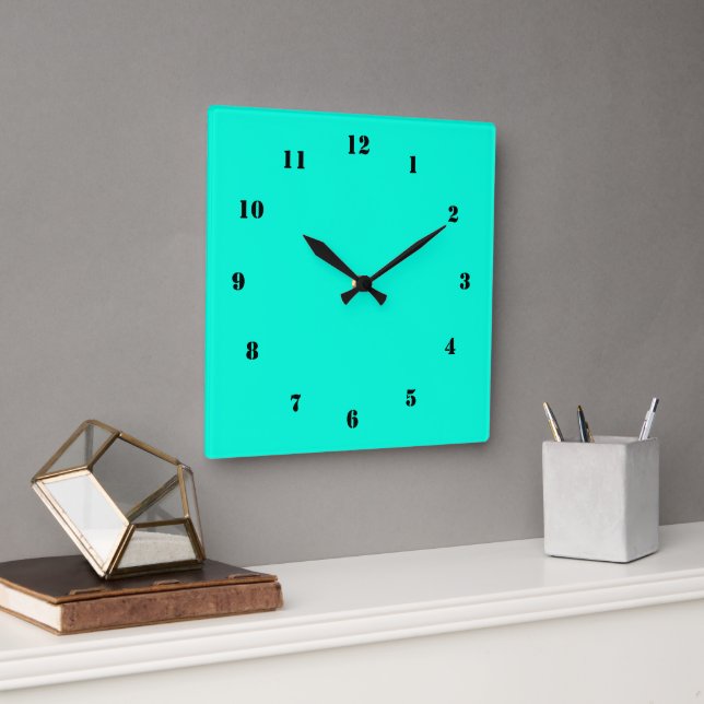 Quadrado Relógio Teal Design - Cores Personalizadas (Escritório)