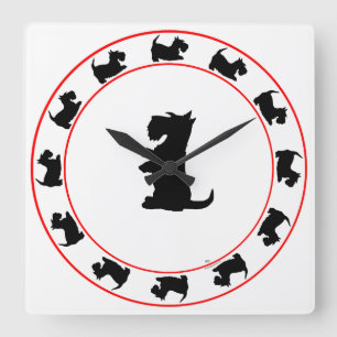 Quadrado Relógio Terrier escocês