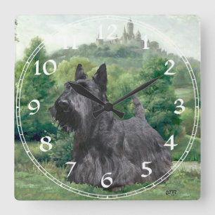 Quadrado Relógio Terrier escocês