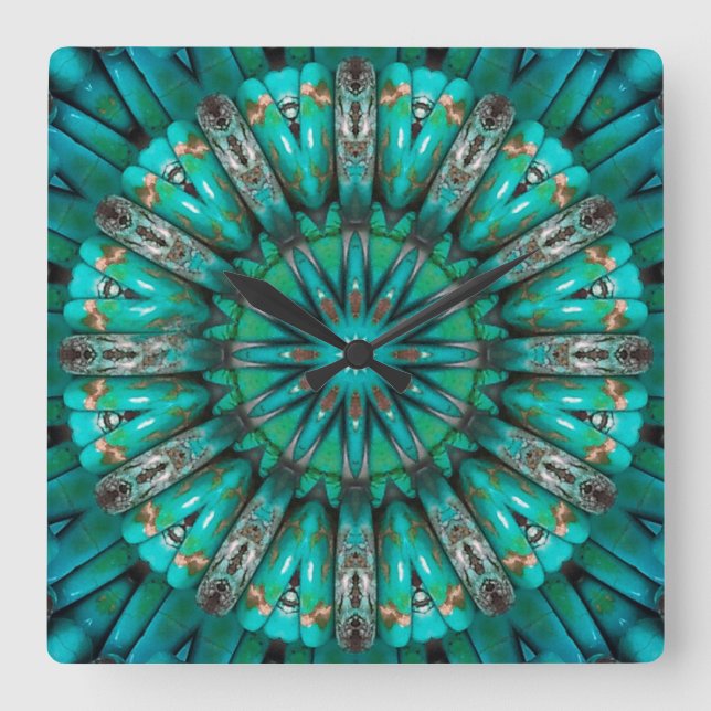 Quadrado Relógio Turquesa Arte 1 (Frente)