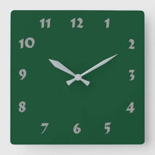 Quadrado Relógio Verde Evergreen Numerável