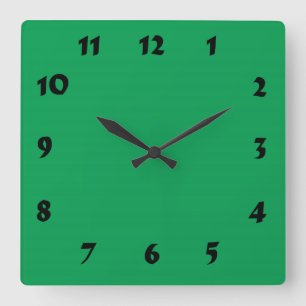Quadrado Relógio Verde Médio Numerável Alterável