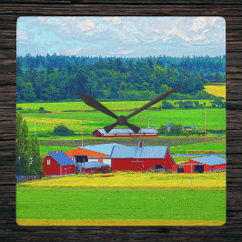 Quadrado Relógio vermelho da Prairie Vermelha de Ebey