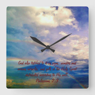 Quadrado Relógio Verso da bíblia - Hebraicos 2:4