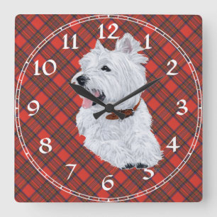 Quadrado Relógio West Highland White Terrier
