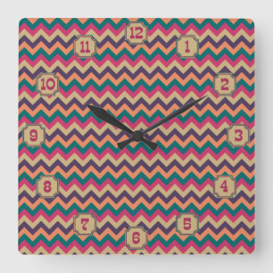 Quadrado Relógio Zigzag Tropical