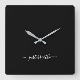 Quadrado Respire o relógio grande do yoga elegante preto