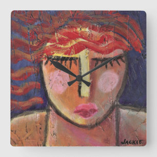 Quadrado Retrato abstrato de um relógio grande para mulhere