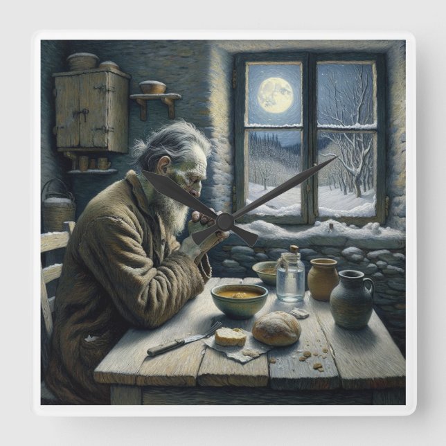 Quadrado Rezando Relógio Hermit (Frente)