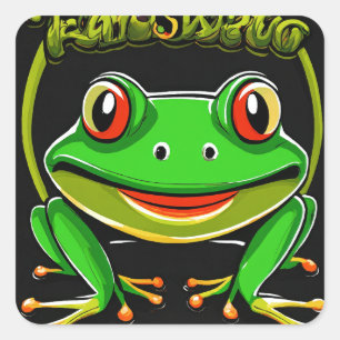 Quadrado Ribbit e Roll: O adesivo do Sapo Funky"?