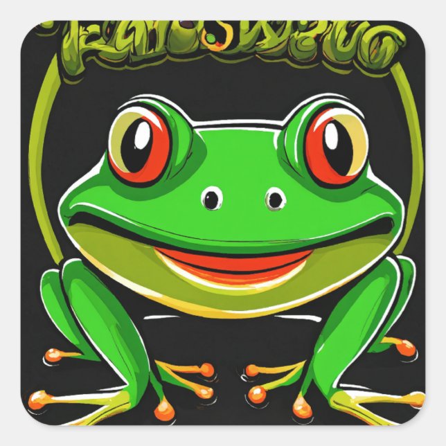 Quadrado Ribbit e Roll: O adesivo do Sapo Funky"? (Frente)