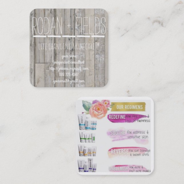 Quadrado Rodan e cartão de visita dos campos (Frente/Verso)