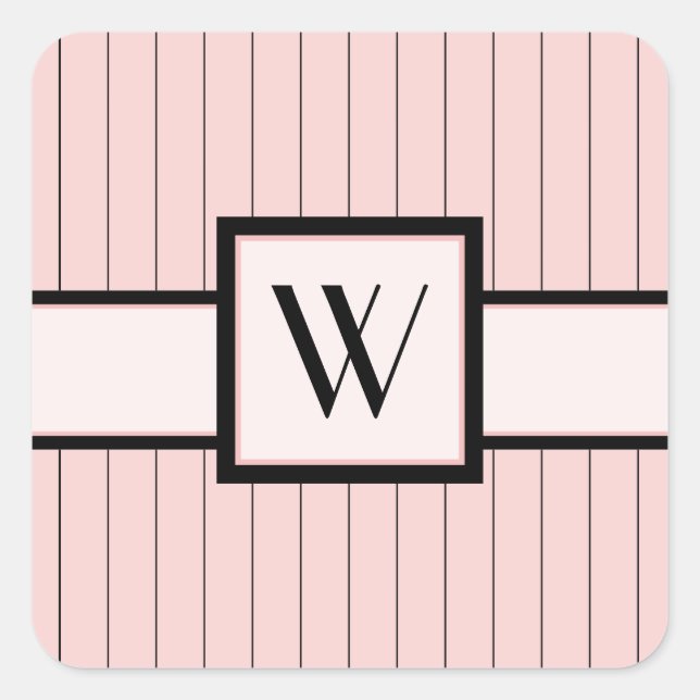 Quadrado Rosa com o adesivo Pinstripes preto (Frente)