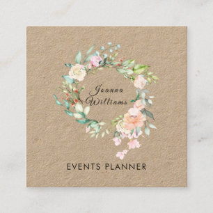 Quadrado Rosa Garland Floral Square Cartão de visita