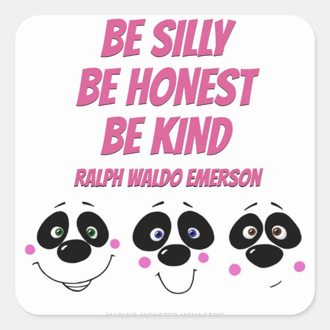 Quadrado Rostos de panda, adesivo (Frente)