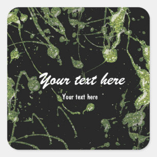 Quadrado rótulo de adesivo de festa com respingo de tinta b