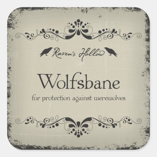 Quadrado Rótulo do adesivo do Wolfsbane Halloween (Frente)