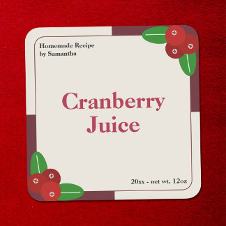 Quadrado Rótulo Moderno de Suco de Cranberry Adesivo