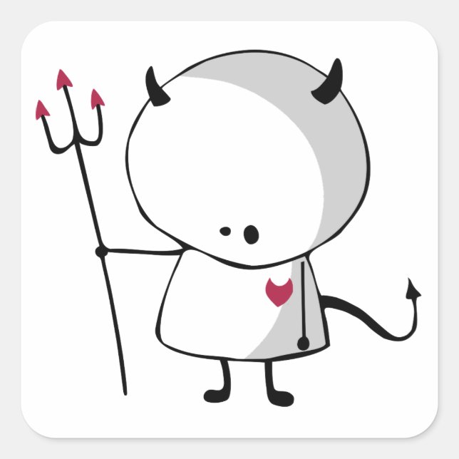 Quadrado Saco de Tratamento de Diabo Fofo Adesivo (Frente)