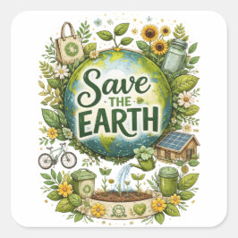 Quadrado Salve a Terra – Adesivo Ecológico