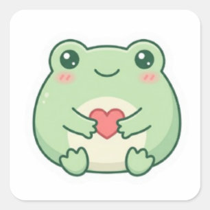 Quadrado Sapo de Amor Mínimo Adesivo Sapo Fofo Segurando Co