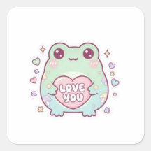 Sapo do Amor Adesivo Sapo Fofo Segurando Coração R