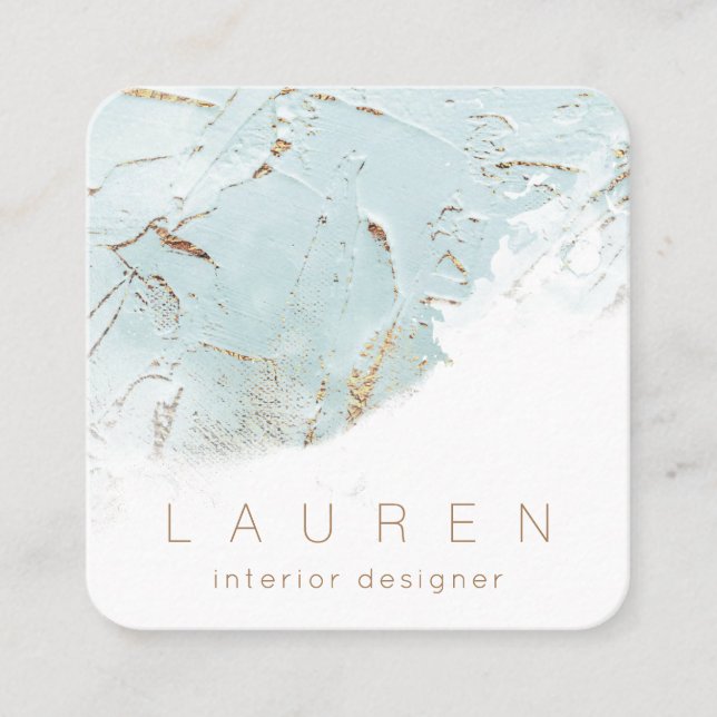 Quadrado script minimalista texturizado Cartão de visita de (Frente)